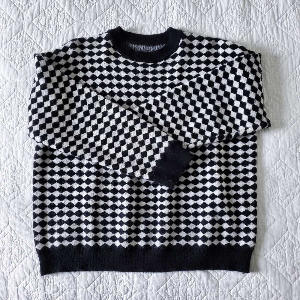 SOLD DAZY Checker Pattern Drop Shoulder Sweater - Picture 9 of 10